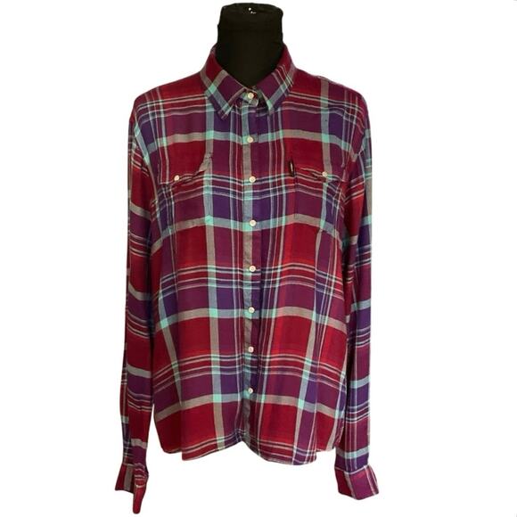 Hooey Purple Ladies Flannel Pearl Snap Long Sleeve Shirt Size M - Picture 1 of 10